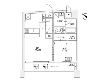 MAJESTIC千葉みなと(1LDK/2階)の間取り写真