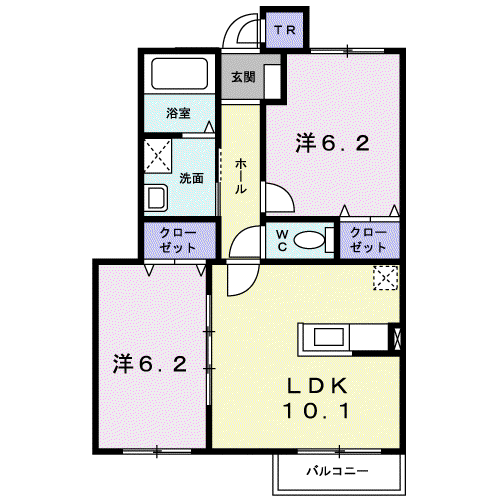 メゾンフェリーチェ(2LDK/1階)の間取り写真