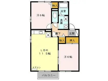 レジデンス大岡(2LDK/2階)の間取り写真