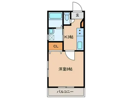 レジデンス福永II(1K/1階)の間取り写真