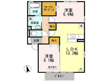 ディライト(2LDK/2階)の間取り写真