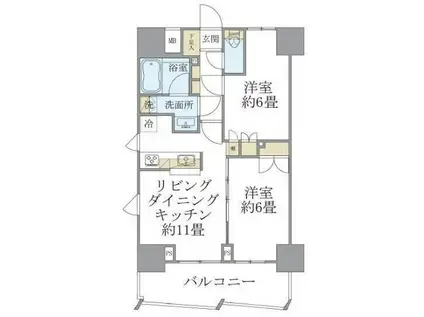 SOLEADO早稲田 SOLEADO早稲田(2LDK/11階)の間取り写真