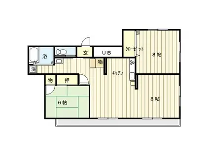 マルベリープレーンハイツ(2LDK/5階)の間取り写真