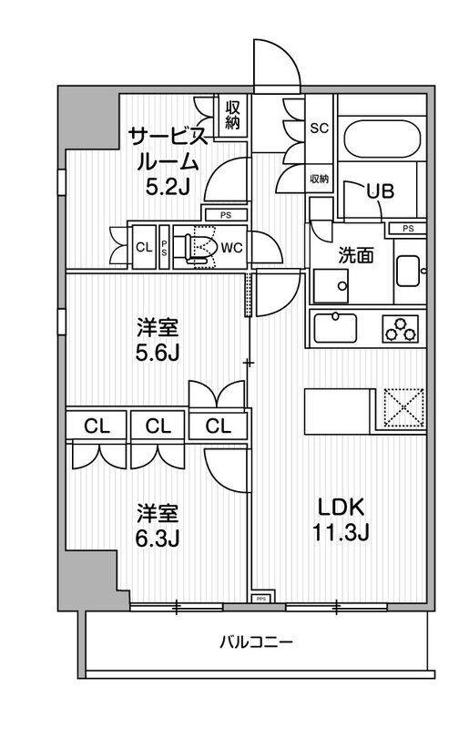 グランエール西日暮里ノース(2SLDK/12階)の間取り写真
