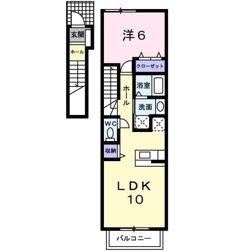 グラシアス(1LDK/2階)の間取り写真
