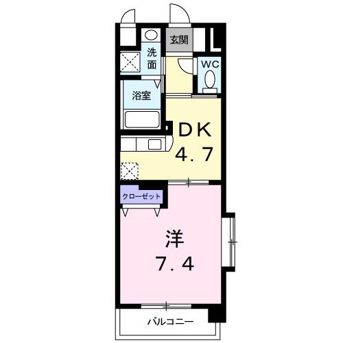 ドエルVII(1DK/2階)の間取り写真