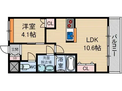 エスタジール(1LDK/2階)の間取り写真