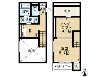 エスポワールIII周船寺(1K/2階)の間取り写真