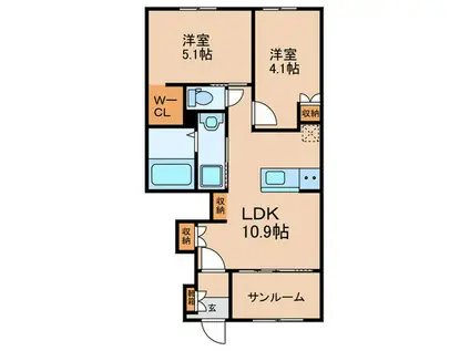 フローラリア原(2SDK/1階)の間取り写真