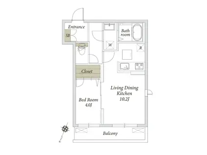 アソント北沢(1LDK/1階)の間取り写真