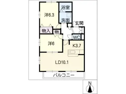プランドール(2LDK/1階)の間取り写真