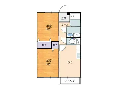 アドバンスメント・ナカハタA(2DK/2階)の間取り写真