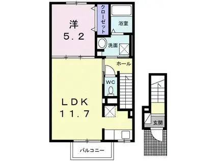 ルボヌール今治(1LDK/2階)の間取り写真