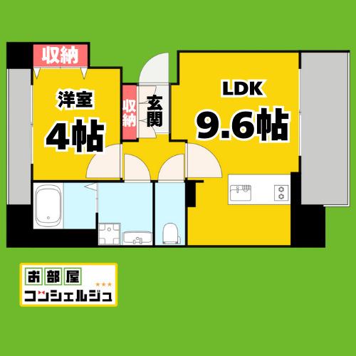 メイクス今池PRIME(1LDK/14階)の間取り写真