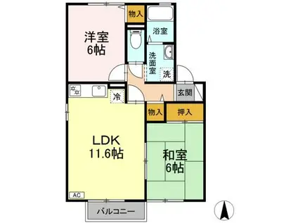 アネックス小松(2LDK/1階)の間取り写真