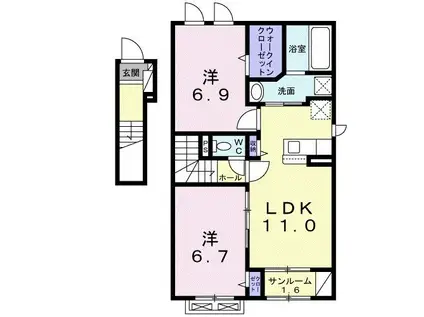 メルベイユ(2LDK/2階)の間取り写真