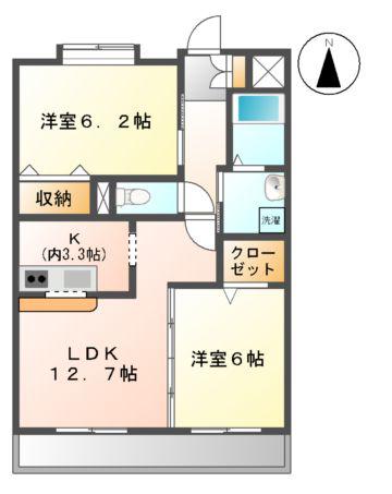 フローラ池上台(2LDK/4階)の間取り写真
