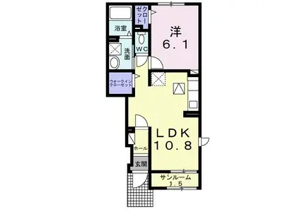ソル カミーノ ウノ(1LDK/1階)の間取り写真