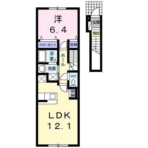 ミニョン(1LDK/2階)の間取り写真