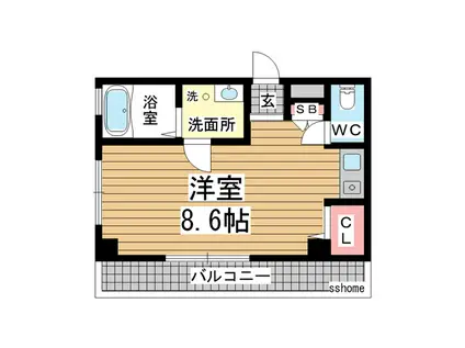 グリーンガーデン(ワンルーム/3階)の間取り写真