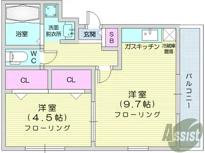 CASA OLIVE(1LDK/2階)の間取り写真