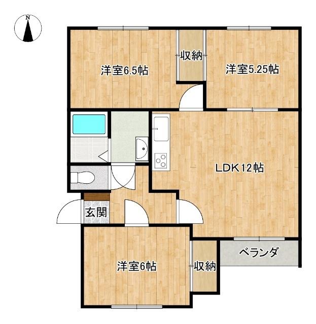 リトルフラッツ1ST(3LDK/2階)の間取り写真