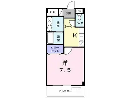 クレセールB(1K/2階)の間取り写真