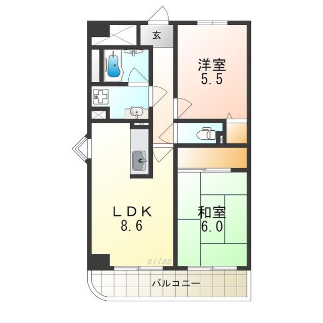 ヴィラシャトー(2LDK/4階)の間取り写真