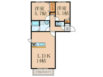 アルテマ(2LDK/2階)の間取り写真