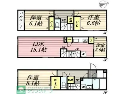 アーバンパーク三鷹(4LDK/3階)の間取り写真