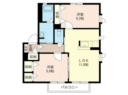 清水ハイムβ(2LDK/1階)の間取り写真