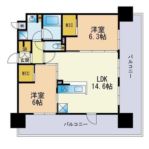 シェミネ高宮通(2LDK/8階)の間取り写真