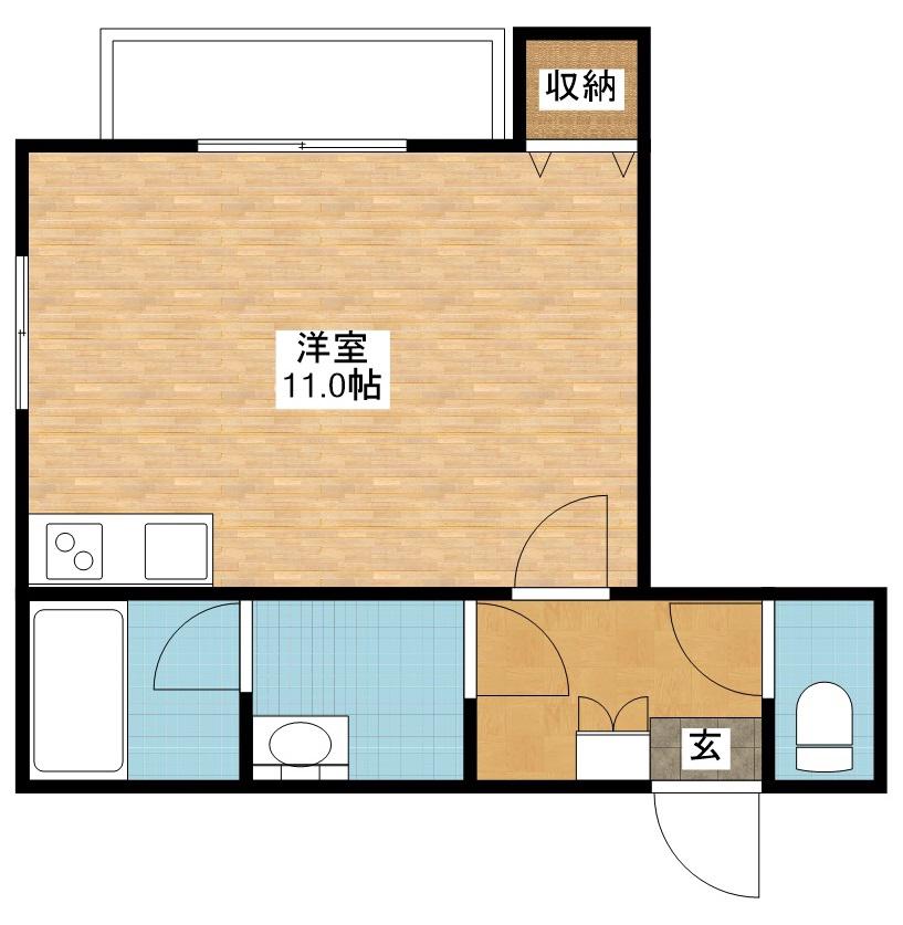 FKマンション(ワンルーム/2階)の間取り写真