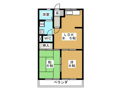 アメニティパーク A(2DK/2階)の間取り写真