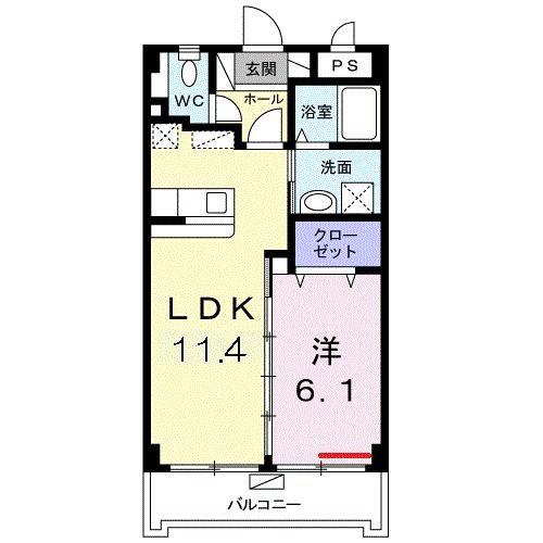 フォルシア与那原(1LDK/2階)の間取り写真