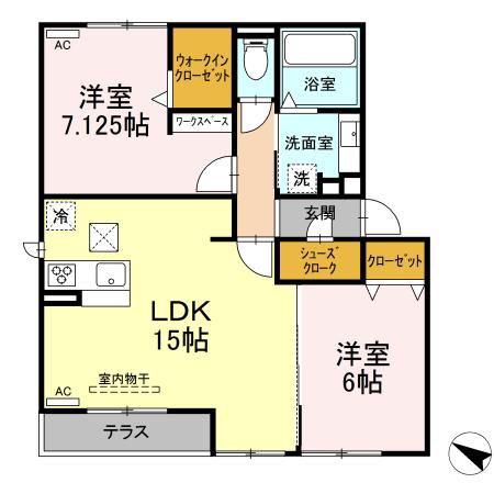 さくらハウス岡崎(2LDK/1階)の間取り写真