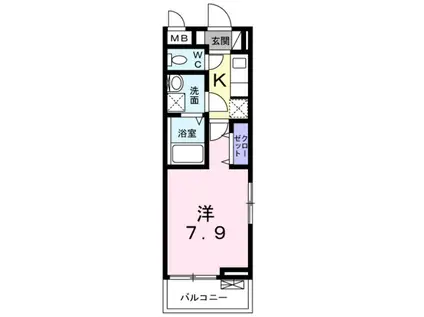 キアーロ 下田(1K/2階)の間取り写真