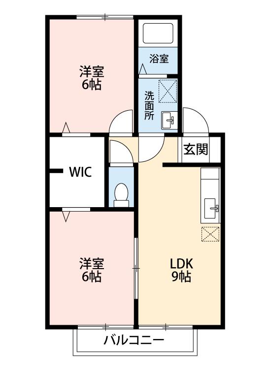 シャトレーヌA棟(2LDK/1階)の間取り写真