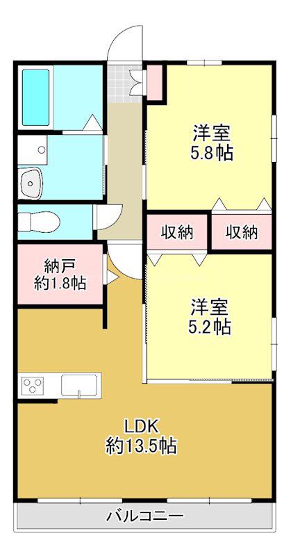 EDEN(2LDK/2階)の間取り写真