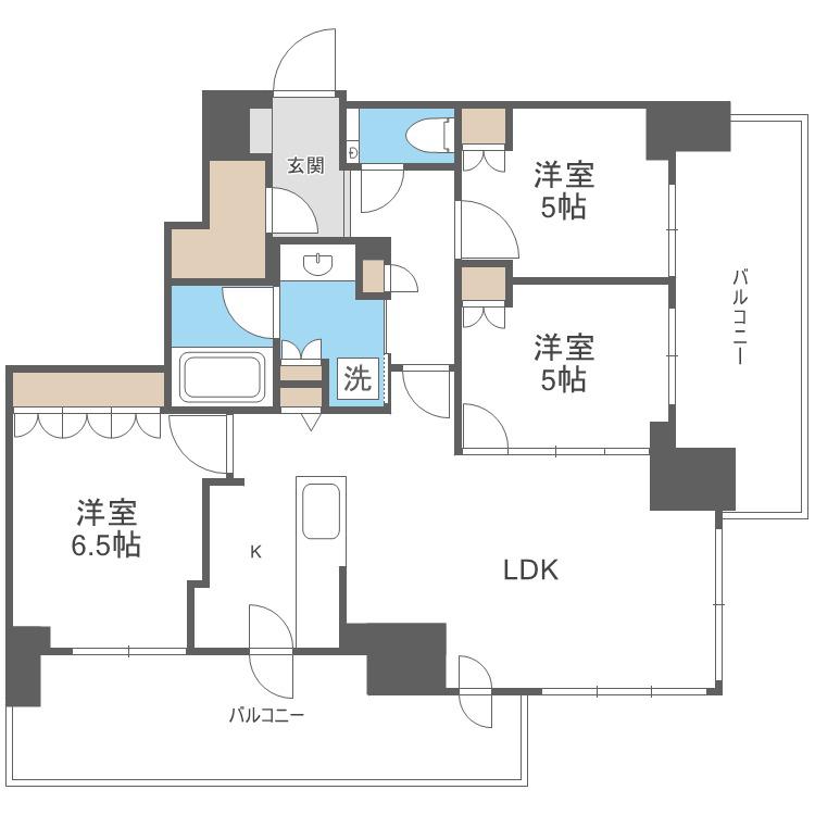 ザ・札幌タワーズ ウエストタワー(3LDK/29階)の間取り写真