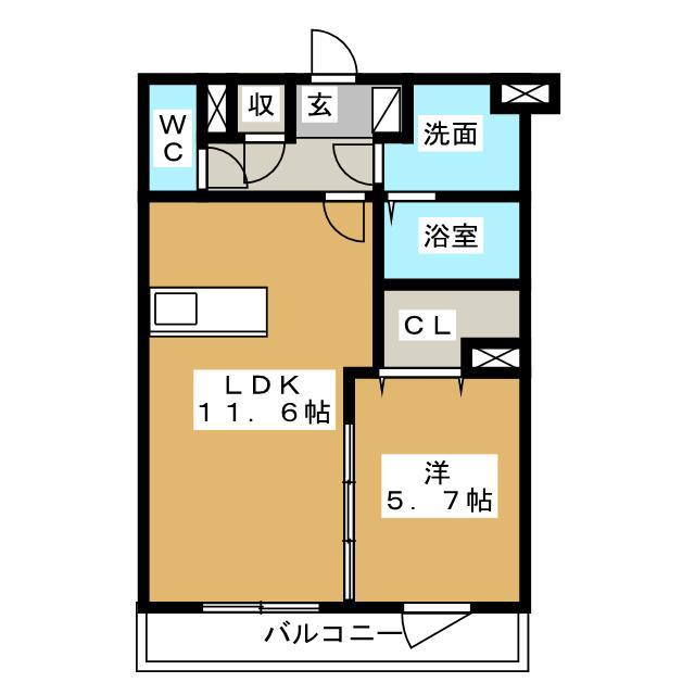 セラヴィー参番館(1LDK/1階)の間取り写真