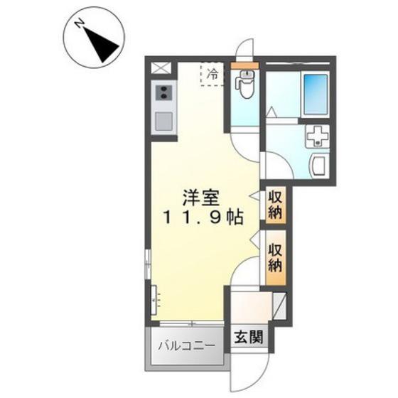 ヴァンベール(ワンルーム/1階)の間取り写真