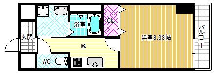 FREEDOM RESIDENCE 藤井寺岡(1K/6階)の間取り写真