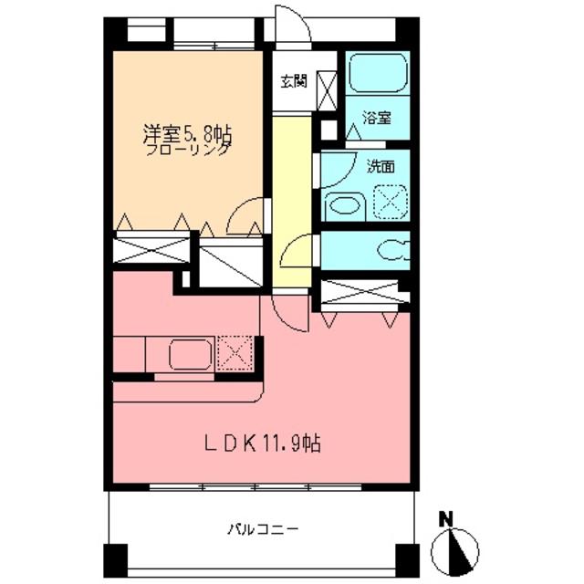 THREE-B(1LDK/1階)の間取り写真
