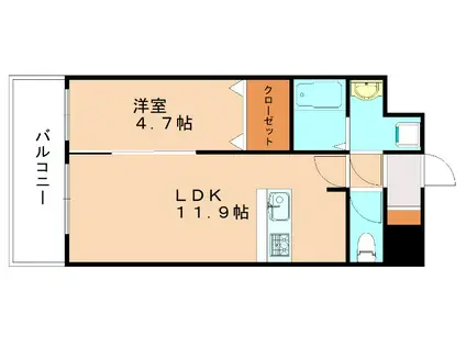 ミッドフォート II(1LDK/3階)の間取り写真