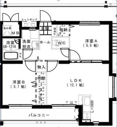 ユーミー江平 A棟(2LDK/2階)の間取り写真