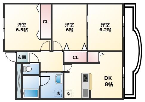 水原マンションII(3DK/1階)の間取り写真