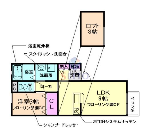 サンヴィラ石橋(1LDK/2階)の間取り写真