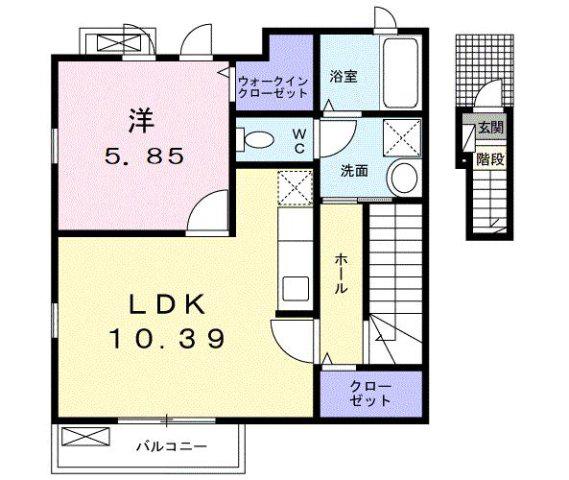 シエロ荏隈(1LDK/2階)の間取り写真