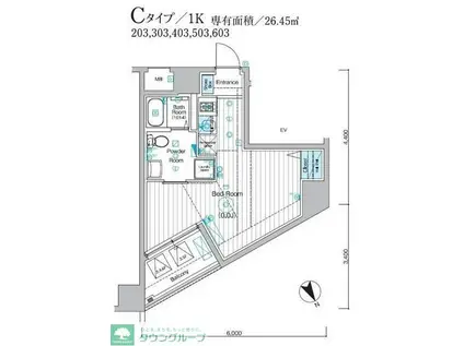 MAXIV ALIVE堀切菖蒲園(1K/2階)の間取り写真
